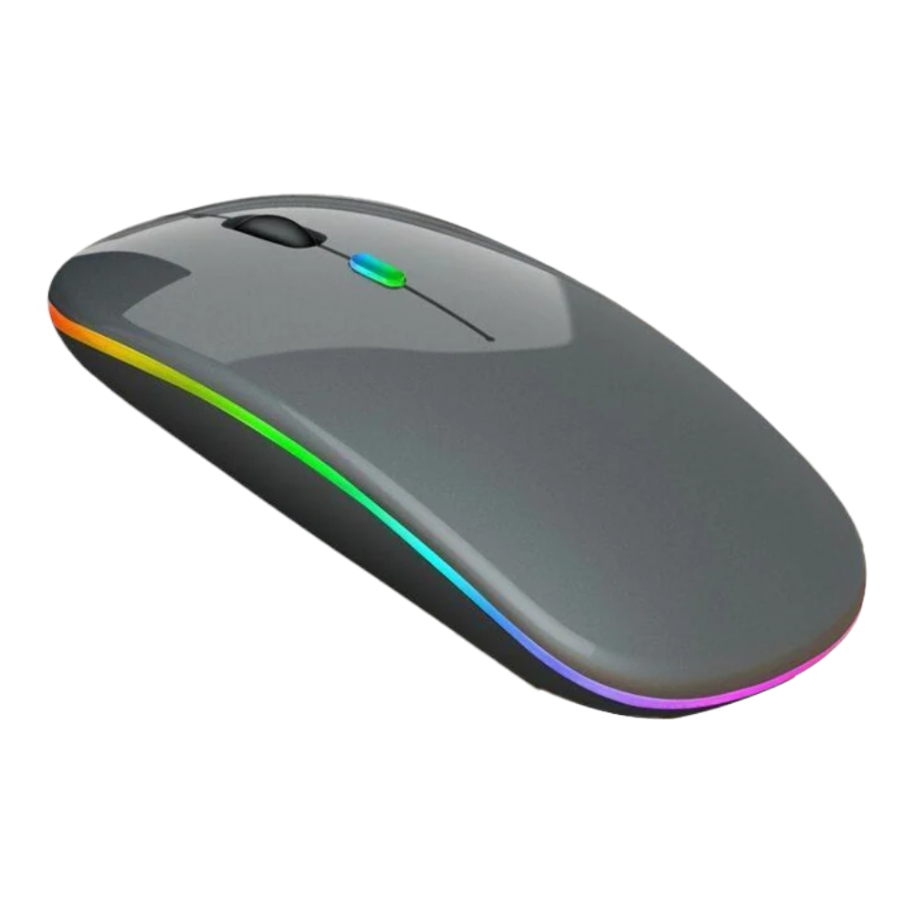 lebbuy HP W10 slim wireless mouse in grey with RGB lighting and Type-C rechargeable battery