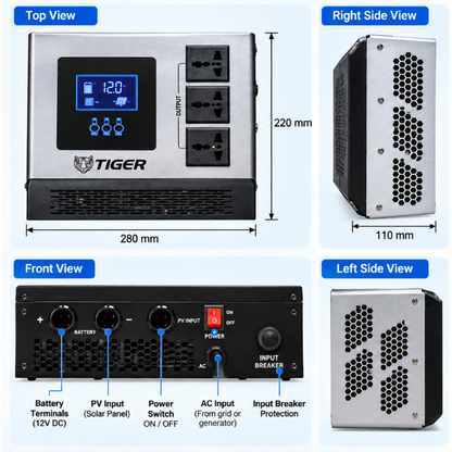 TIGER VMS-1200 1600W 12V Solar Inverter / Charger