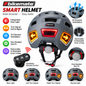 BikeMate  Smart Helmet: Integrated Rear Red Light,&  Turn Signal, Ventilation, Black L/XL