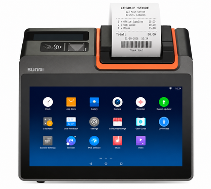SUNMI T1mini W1300 12-inch Android POS Cash Register with Built-in Printer