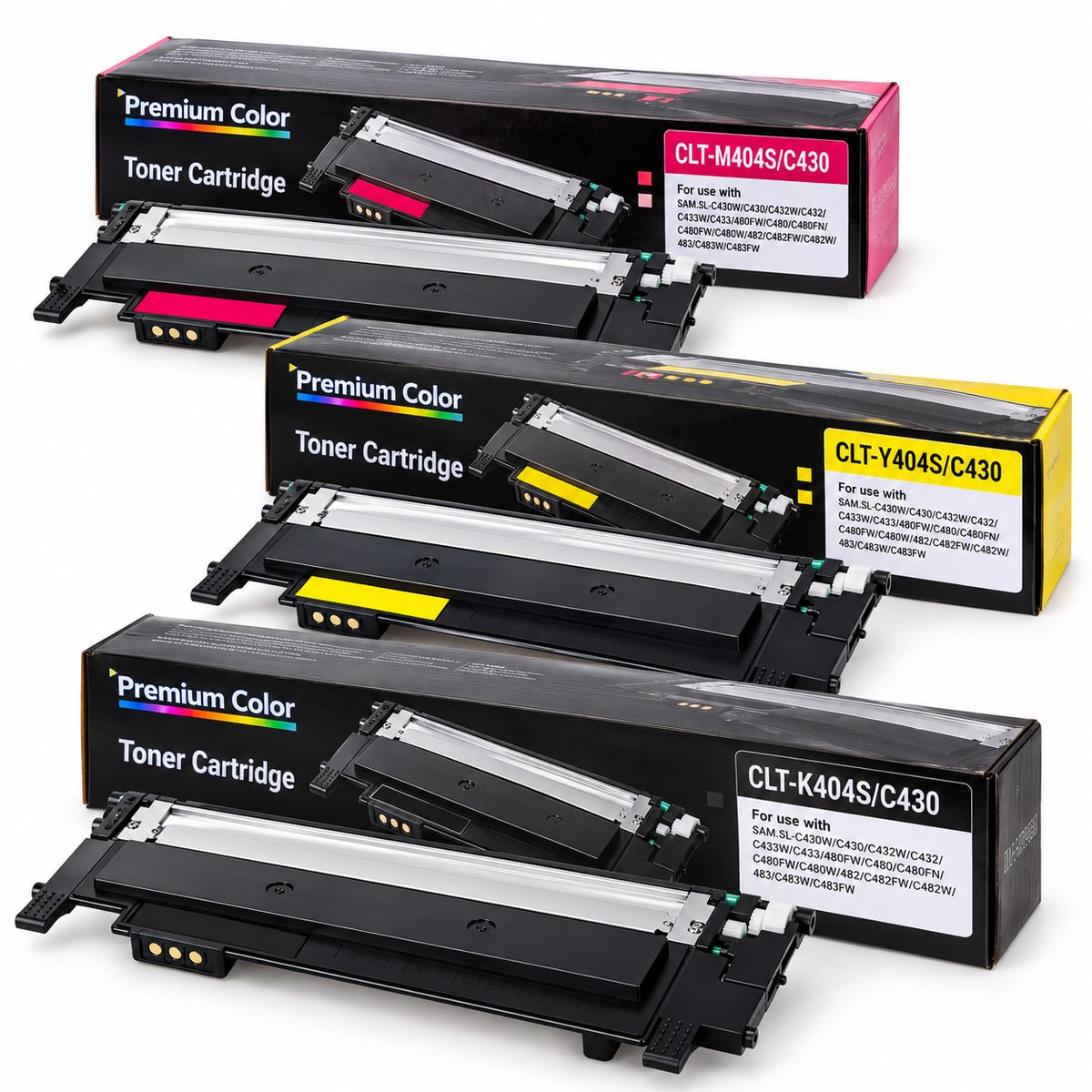 Samsung CLT-404S Compatible Toner Cartridge CLT-Y404S CLT-M404S CLT-K404S – Yellow Magenta Black – Xpress C430 C432 C433 C480 C482 C483 Series