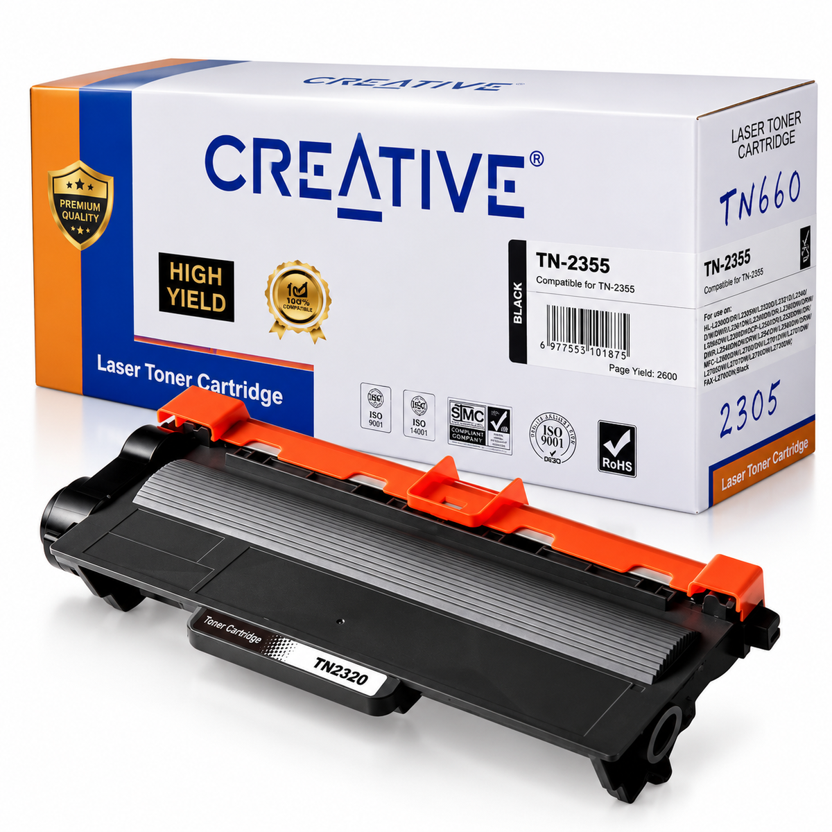 TN660 / TN2305 / TN2355 / Compatible Brother Black Laser Toner Cartridge – 2,600 Pages – HL, DCP & MFC Printers