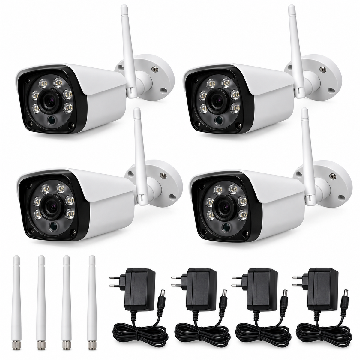 Bullet IP camera with night vision JRC 633H2 /FHD A 1080P 3.6mm Lens CCTV DVR Surveillance System IP66 Weatherproof Outdoor Security Bullet Camera with 6 LED Array, Support Night Vision(Black)