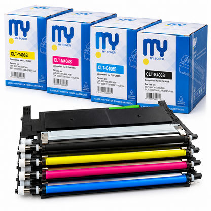 Samsung CLT-K406S / CLT-C406S / CLT-M406S / CLT-Y406S Compatible Toner Cartridges – Black, Cyan, Magenta, Yellow – CLP-360 / CLX-3300 Series