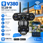 V380 SC28-W WiFi Smart Security Camera – Multi-Lens Outdoor PTZ CCTV Camera, Motion Detection, Night Vision, Two-Way Audio, V380 Pro App