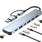 USB 3.0 & Type-C 7-in-1 USB Hub – 5 USB Ports, 1 USB-C Port, DC Power Input, Dual USB-A/USB-C Connector