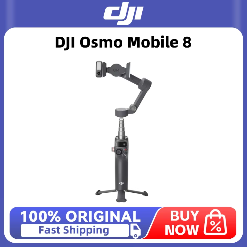 DJI Osmo Mobile 8 Smartphone Gimbal Stabilizer – 3-Axis, 360° Pan, Native Tracking, Multifunctional Module, Built-In Tripod & Extension Rod, 10-Hour Battery