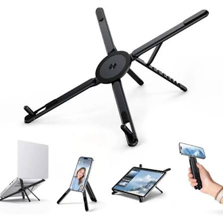 E05 Travel Portable Stand – Foldable Aluminum Alloy Multi-Purpose Phone & Tablet Holder, Adjustable Angle, Anti-Slip, Portable Desk Stand