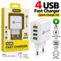 4 USB Fast Wall Charger Quick Charge 3.0 – 7A Advertised Output, EU Plug, White