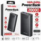 VEN-DENS VD-PB042 20000mAh Power Bank – Dual USB-A Output, USB-C Input, 5V 2A, Black