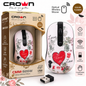 Crown Micro CMM-926W Wireless Optical Mouse – Floral Love Design, USB Receiver, Compact Computer Mouse