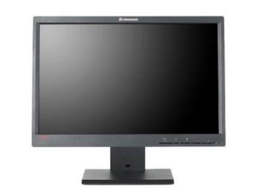 Used black Lenovo LCD monitor 60AB-AAR1-WW from lebbuy with a standard desktop stand and thin bezel design.