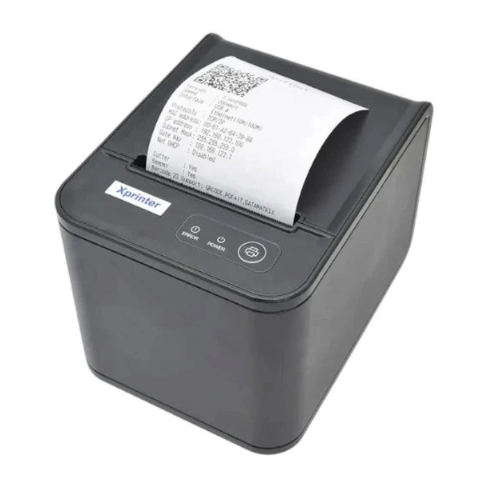 lebbuy Xprinter XP-80T thermal receipt printer in black with auto cutter and USB LAN connectivity