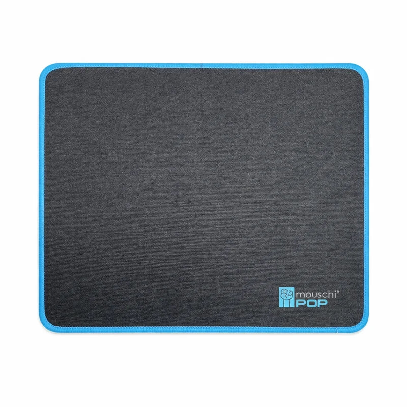 Mouschi POP Mousepad 22×28cm – Anti-Slip Desk Mat with Stitched Edges (Black/Blue)