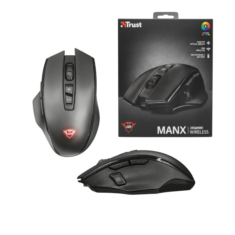 Trust Manx Wireless Mouse – 3000 DPI, Rechargeable, 10m Wireless, 6 Colors (Outlet Stock)