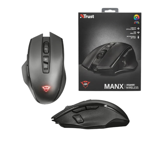 Trust Manx Wireless Mouse – 3000 DPI, Rechargeable, 10m Wireless, 6 Colors (Outlet Stock)
