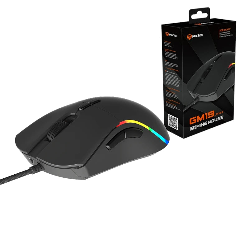 Meetion GM19 (2023) Gaming Mouse – RGB Backlit, 10000 DPI, Customizable Buttons