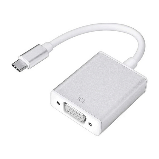 lebbuy USB-C to VGA adapter in silver with a compact white cable for 1080p video output to projectors and monitors