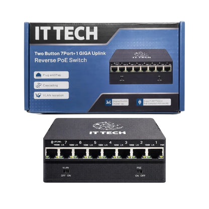IT TECH Reverse PoE Switch (RPoE) All In All Out | 8-Port 10/100Mbps
