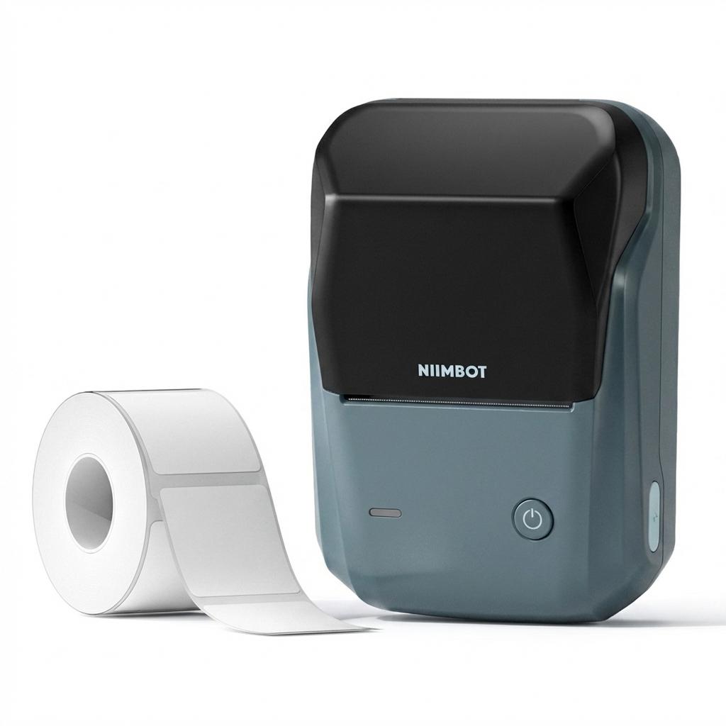 NIIMBOT B1 Smart Bluetooth Thermal Label Printer – Portable 1500mAh Rechargeable, iOS/Android, Green / Space Blue