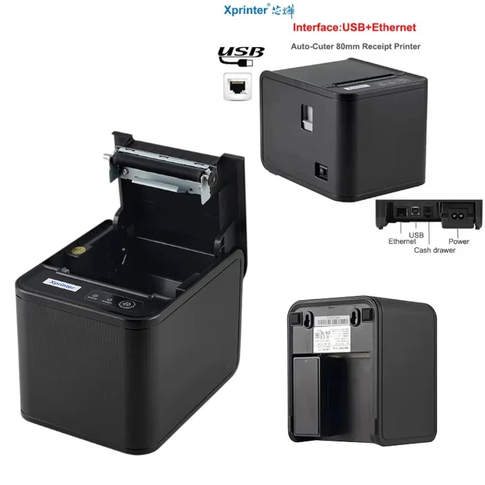 Xprinter XP-80T USB LAN Receipt Printer 80mm with Auto Cutter POS Thermal Printer for Retail, Supermarket, Grocery & Restaurant
